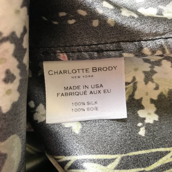 Charlotte Brody Keyhole Blouse Shirt  Top Womens Medium Black Floral Long Sleeve - Picture 6 of 10